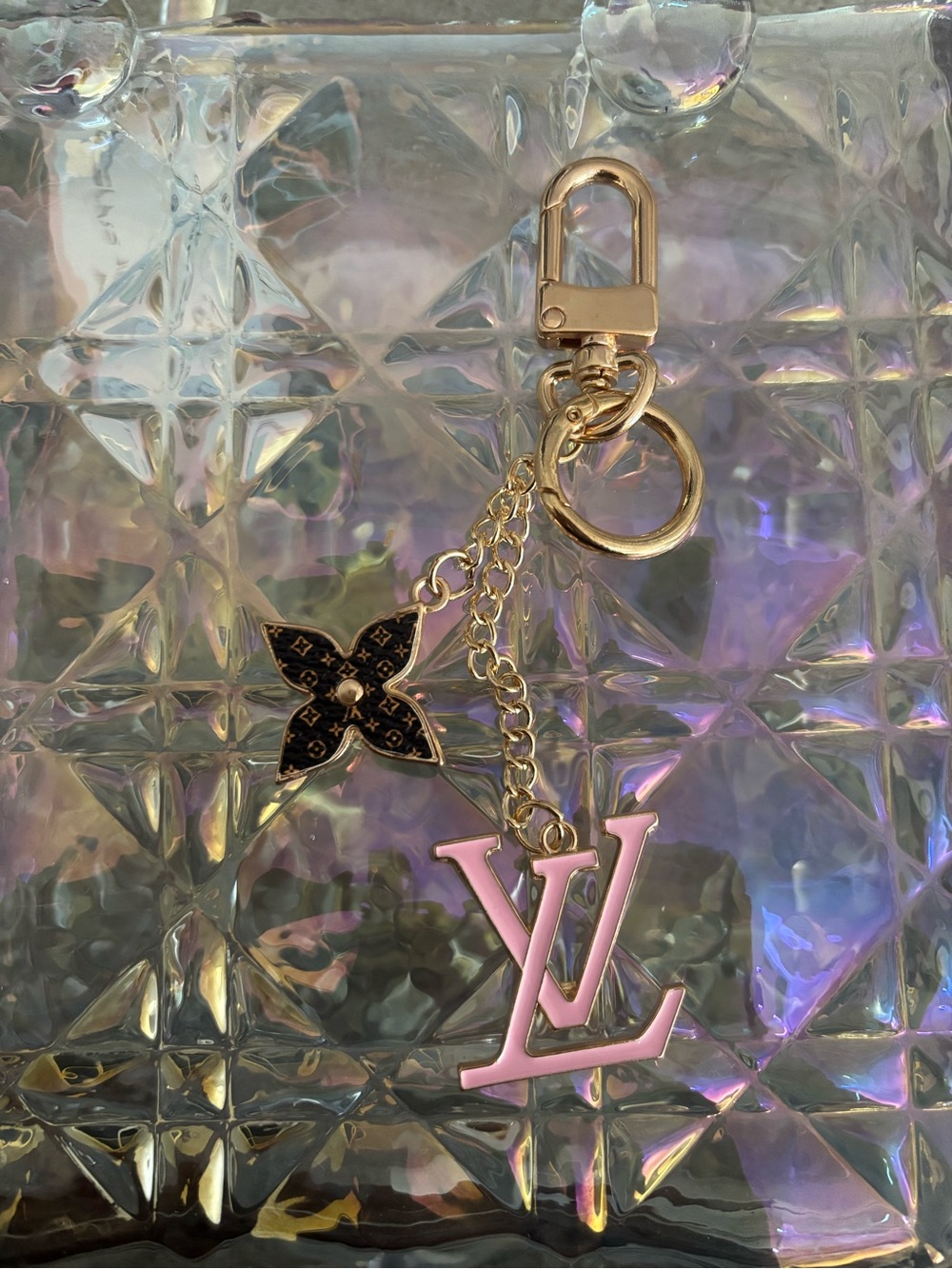 Pink and Gold LV Logo Key Chain/charm - Picture 4 of 6